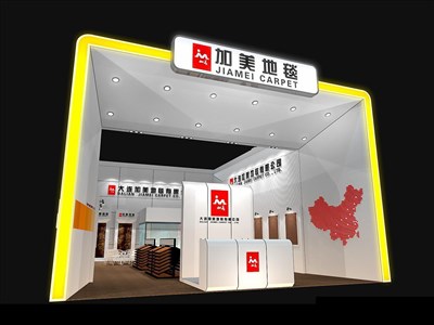 140平米展臺設計制作：二面開口/現代/木質結構/白色，為紡織展展商而作（免費使用）