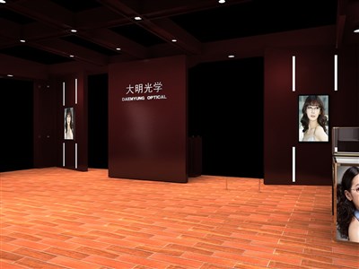 120平米展臺(tái)設(shè)計(jì)制作：二面開(kāi)口/現(xiàn)代/木質(zhì)結(jié)構(gòu)/咖啡色，為眼鏡展展商而作（免費(fèi)使用）