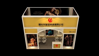 18平米展臺設(shè)計制作：一面開口/現(xiàn)代/木質(zhì)結(jié)構(gòu)/黃色，為服裝展展商而作（免費(fèi)使用）