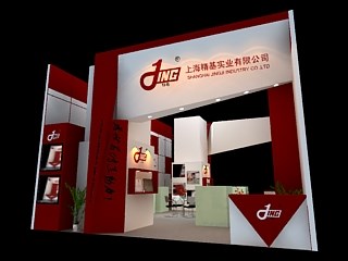 72平米展臺設(shè)計(jì)制作：二面開口/現(xiàn)代/木質(zhì)結(jié)構(gòu)/紅色，為汽配展展商而作（免費(fèi)使用）