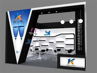36平米展臺(tái)設(shè)計(jì)制作：一面開(kāi)口/現(xiàn)代/木質(zhì)結(jié)構(gòu)/黑色，為日用品展展商而作（免費(fèi)使用）