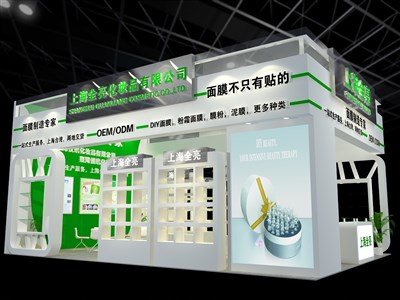 54平米展臺設(shè)計制作：三面開口/現(xiàn)代/木質(zhì)結(jié)構(gòu)/白色，為美博會展商而作（免費使用）