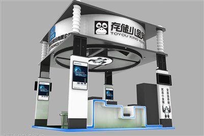 36平米展臺設(shè)計制作：四面開口/現(xiàn)代/木質(zhì)結(jié)構(gòu)/黑色，為家電展展商而作（免費使用）