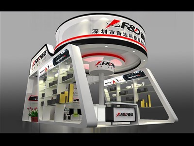 54平米展臺設(shè)計制作：二面開口/現(xiàn)代/木質(zhì)結(jié)構(gòu)/白色，為安防展展商而作（免費(fèi)使用）