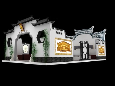 165平米展臺設(shè)計制作：四面開口/中式/型材結(jié)構(gòu)/灰色，為家具展展商而作（免費使用）