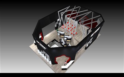 150平米展臺(tái)設(shè)計(jì)制作：四面開(kāi)口/前衛(wèi)/木質(zhì)結(jié)構(gòu)/黑色，為建材展展商而作（免費(fèi)使用）